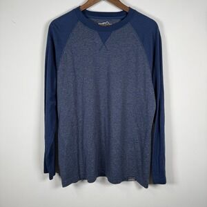 Eddie Bauer Men's Long Sleeve Baseball Shirt Blue Size Large